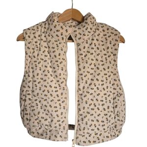 ONLY Floral Cream Puffer Corduroy Vest